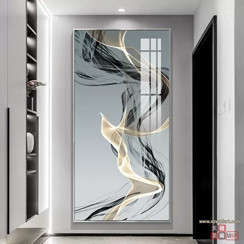 抽象 单幅 装饰画 轻奢风 玄关背景墙挂画 晶瓷画