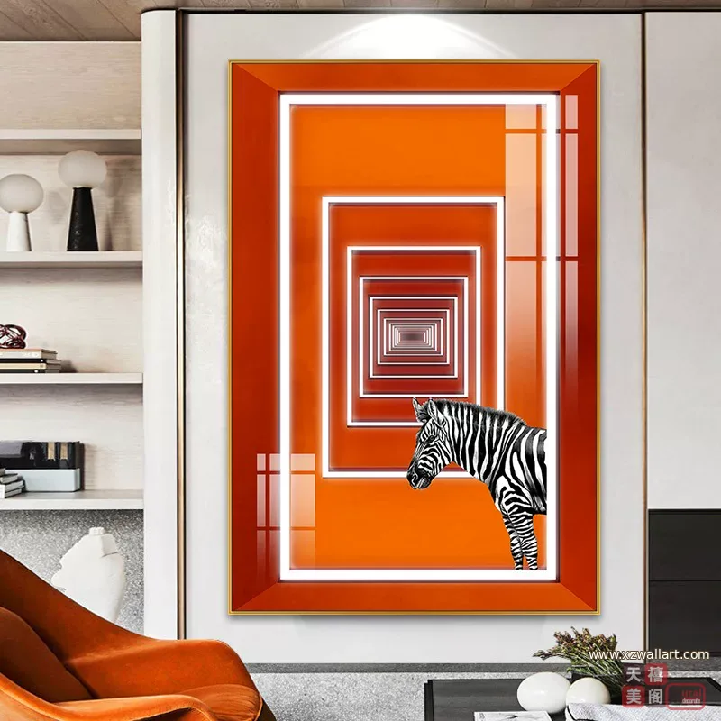 抽象 单幅 装饰画 轻奢风 玄关背景墙挂画 晶瓷画
