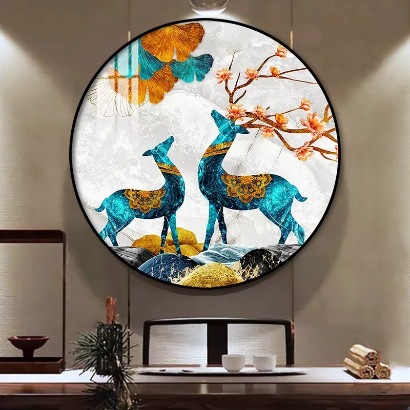 抽象 单幅 装饰画 轻奢风 餐厅背景墙挂画 晶瓷画