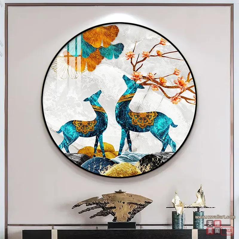 抽象 单幅 装饰画 轻奢风 餐厅背景墙挂画 晶瓷画