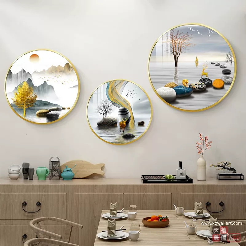 抽象 单幅 装饰画 轻奢风 餐厅背景墙挂画 晶瓷画