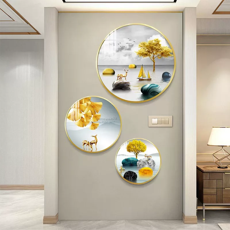 抽象 单幅 装饰画 轻奢风 餐厅背景墙挂画 晶瓷画