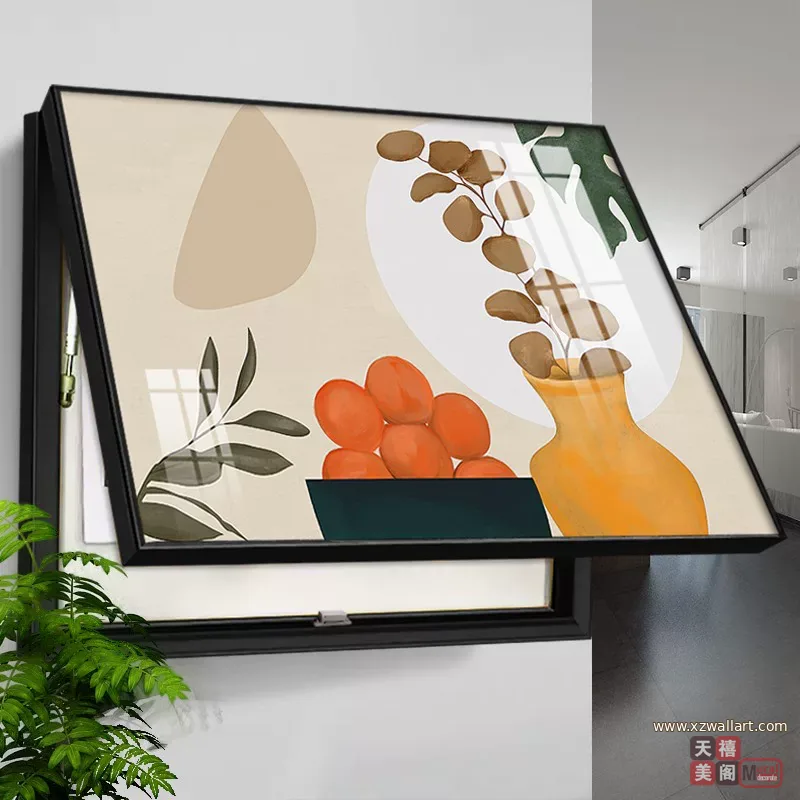 抽象 单幅 装饰画 轻奢风 餐厅背景墙挂画 晶瓷画