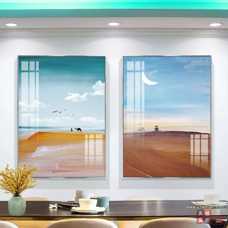 抽象 单幅 装饰画 轻奢风 餐厅背景墙挂画 晶瓷画