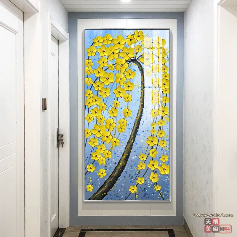 树 单幅 装饰画 轻奢风 玄关背景墙挂画 晶瓷画