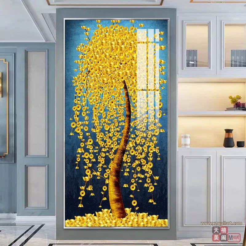 树 单幅 装饰画 轻奢风 玄关背景墙挂画 晶瓷画