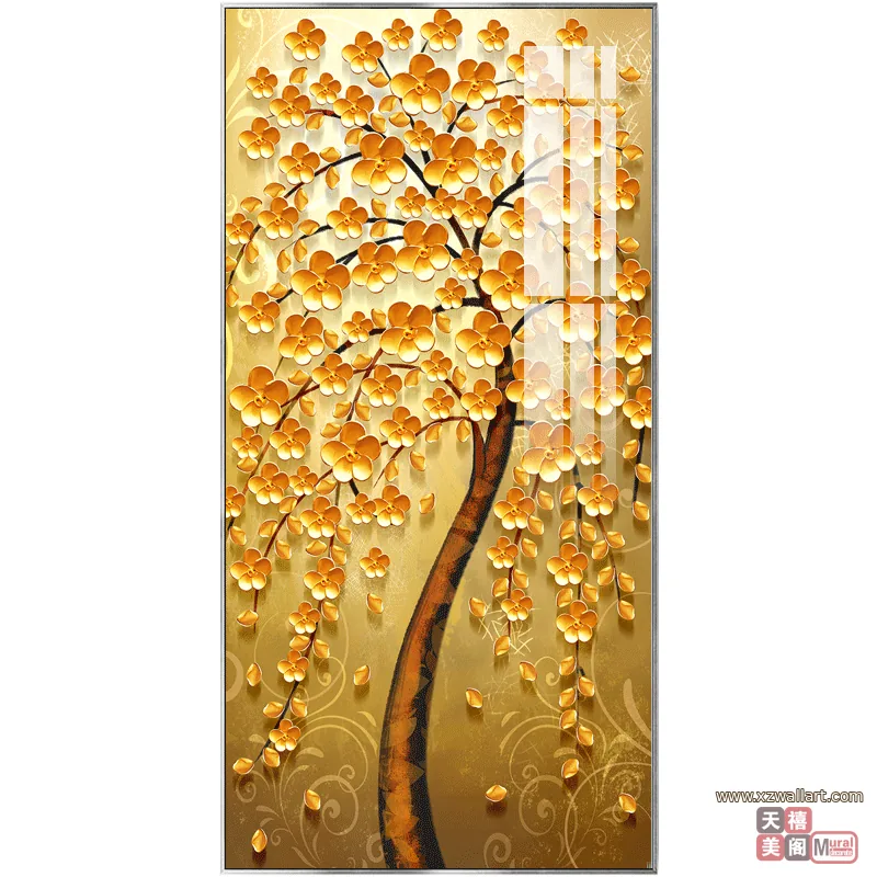 树 单幅 装饰画 轻奢风 玄关背景墙挂画 晶瓷画