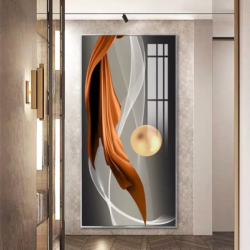 抽象 单幅 装饰画 轻奢风 玄关背景墙挂画 晶瓷画