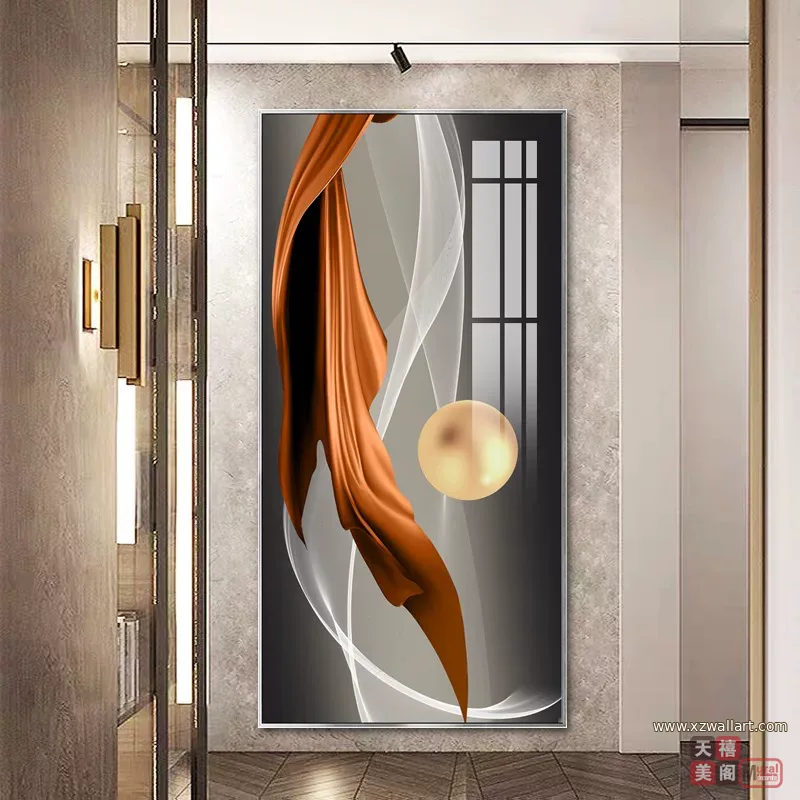 抽象 单幅 装饰画 轻奢风 玄关背景墙挂画 晶瓷画