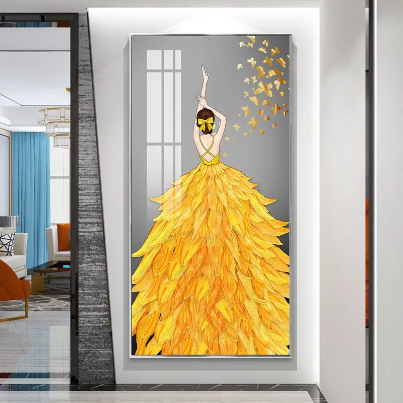 抽象 单幅 装饰画 轻奢风 玄关背景墙挂画 晶瓷画