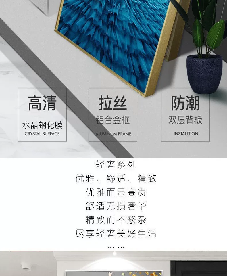 抽象 单幅 装饰画 轻奢风 玄关背景墙挂画 晶瓷画
