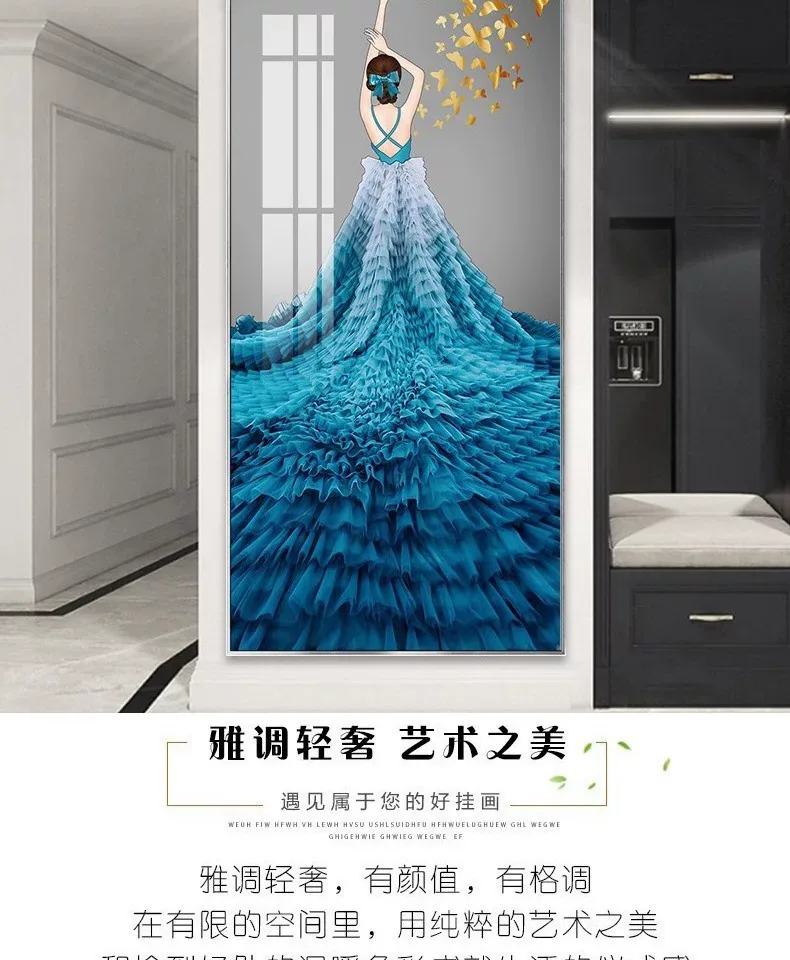 抽象 单幅 装饰画 轻奢风 玄关背景墙挂画 晶瓷画