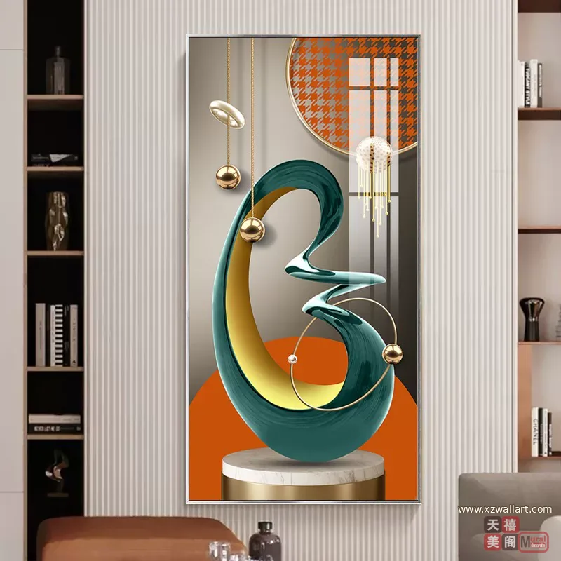 抽象 单幅 装饰画 轻奢风 玄关背景墙挂画 晶瓷画