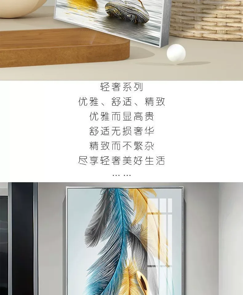 羽毛 单幅 装饰画 轻奢风 玄关背景墙挂画 晶瓷画