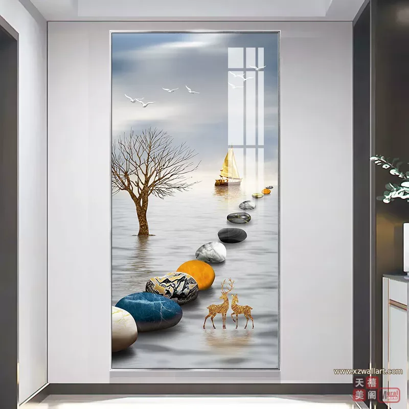 抽象 单幅 装饰画 轻奢风 玄关背景墙挂画 晶瓷画