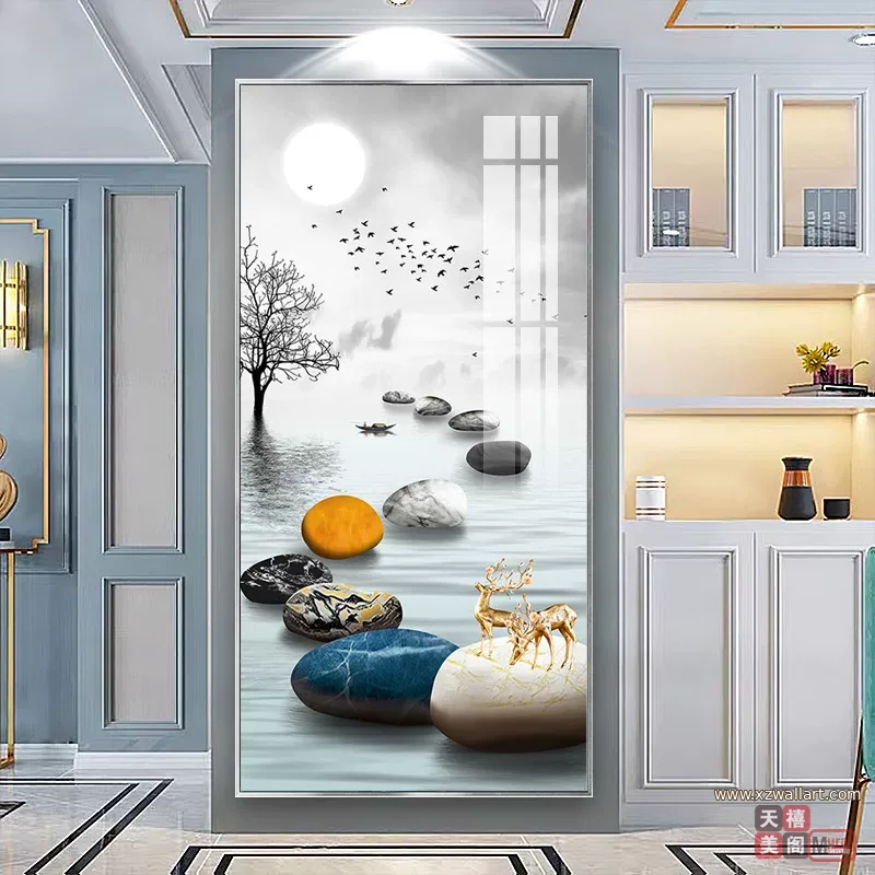 抽象 单幅 装饰画 轻奢风 玄关背景墙挂画 晶瓷画