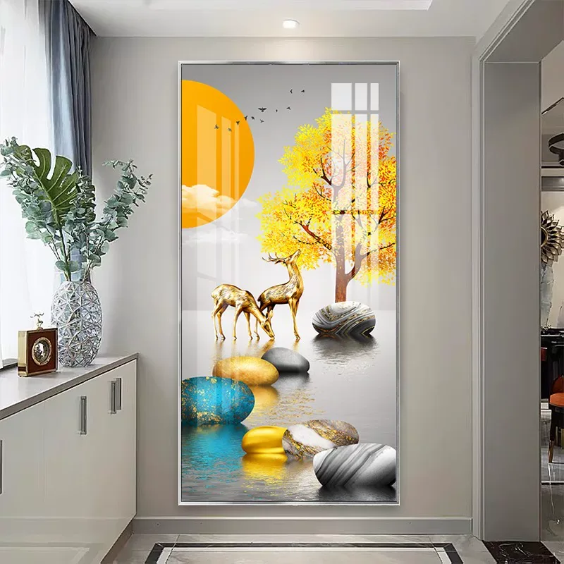 抽象 单幅 装饰画 轻奢风 玄关背景墙挂画 晶瓷画