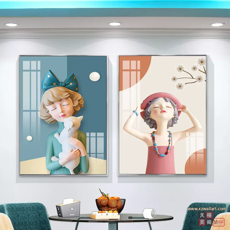 抽象 单幅 装饰画 轻奢风 餐厅背景墙挂画 晶瓷画