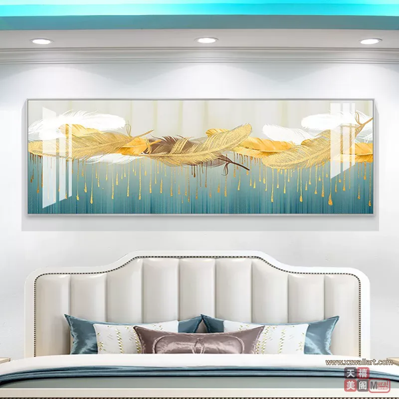 羽毛 单幅 装饰画 轻奢风 客厅背景墙挂画 晶瓷画