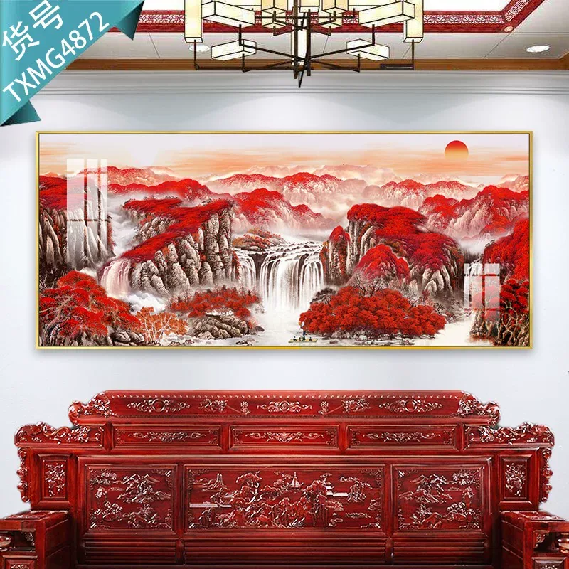 抽象 单幅 装饰画 新中式 客厅背景墙挂画 晶瓷画