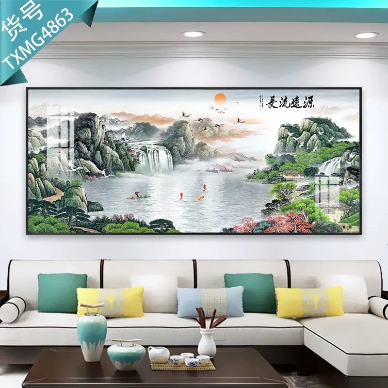 抽象 单幅 装饰画 新中式 客厅背景墙挂画 晶瓷画
