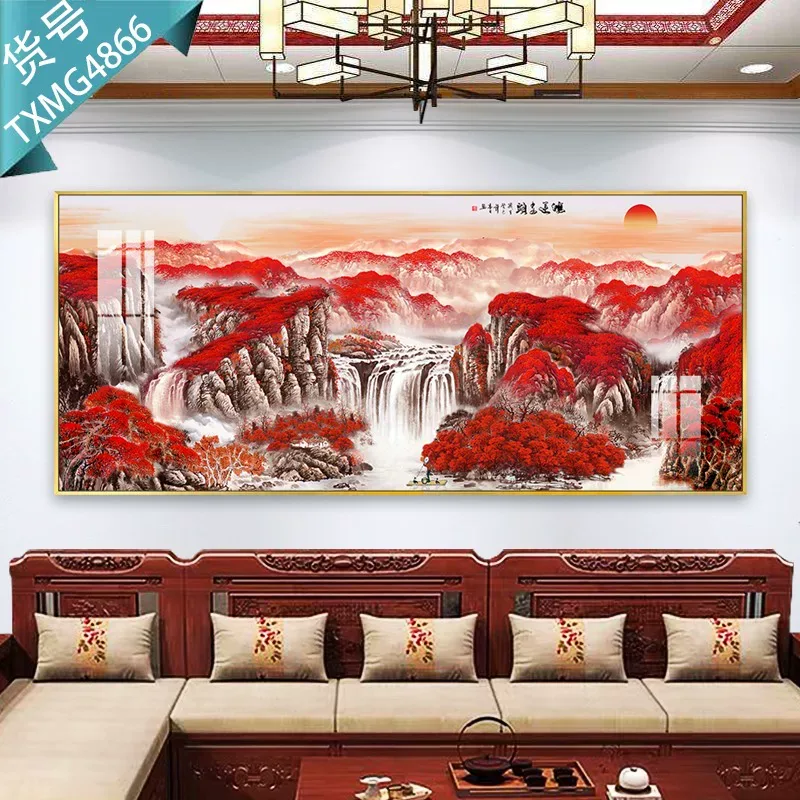 抽象 单幅 装饰画 新中式 客厅背景墙挂画 晶瓷画