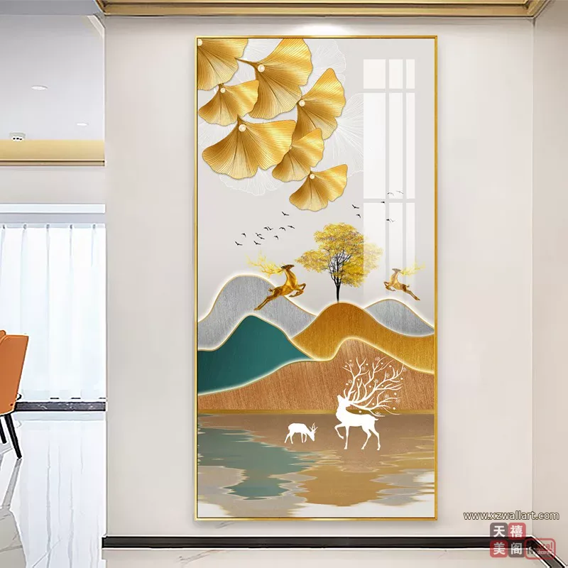 抽象 单幅 装饰画 轻奢风 玄关背景墙挂画 晶瓷画