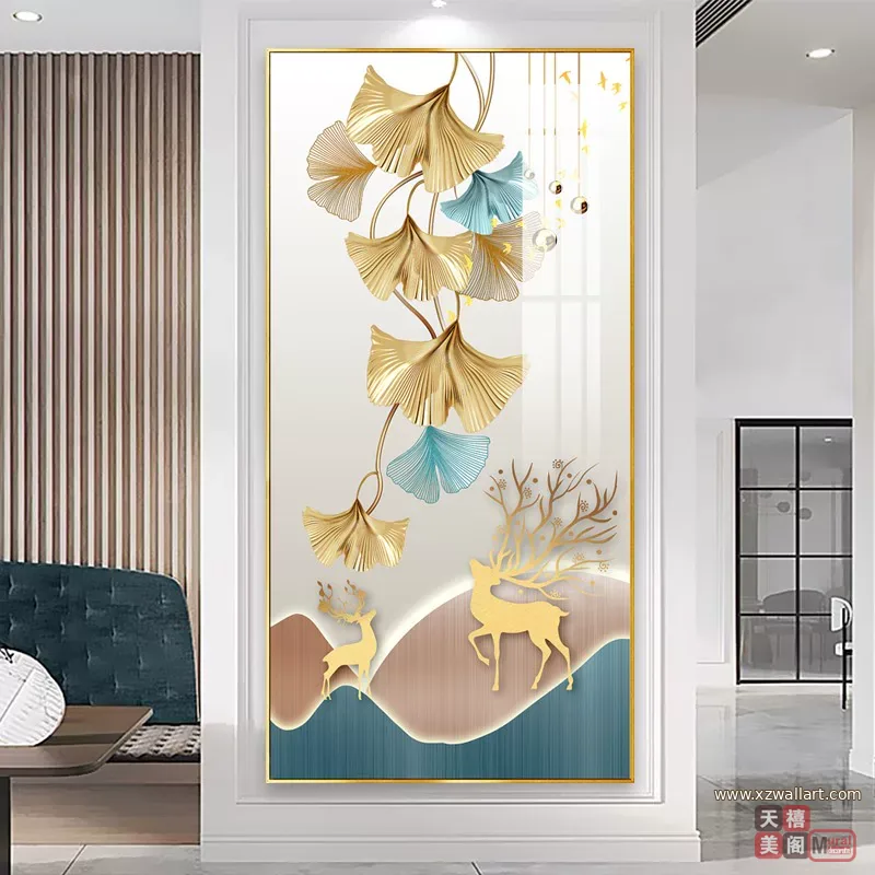 抽象 单幅 装饰画 轻奢风 玄关背景墙挂画 晶瓷画