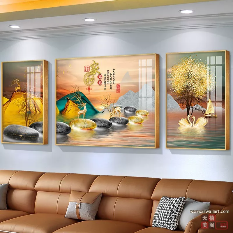 山水 单幅 装饰画 轻奢风 客厅背景墙挂画 晶瓷画