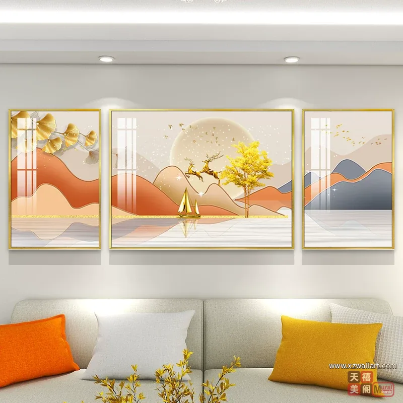 抽象 单幅 装饰画 轻奢风 客厅背景墙挂画 晶瓷画