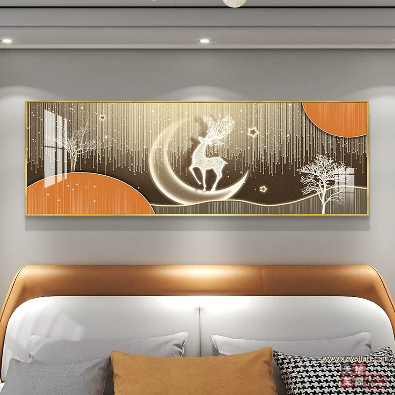 抽象 单幅 装饰画 轻奢风 卧室背景墙挂画 晶瓷画
