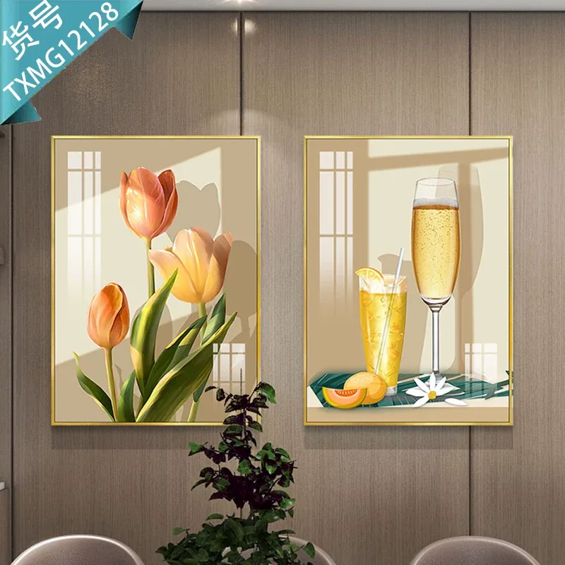 花 单幅 装饰画 轻奢风 餐厅背景墙挂画 晶瓷画