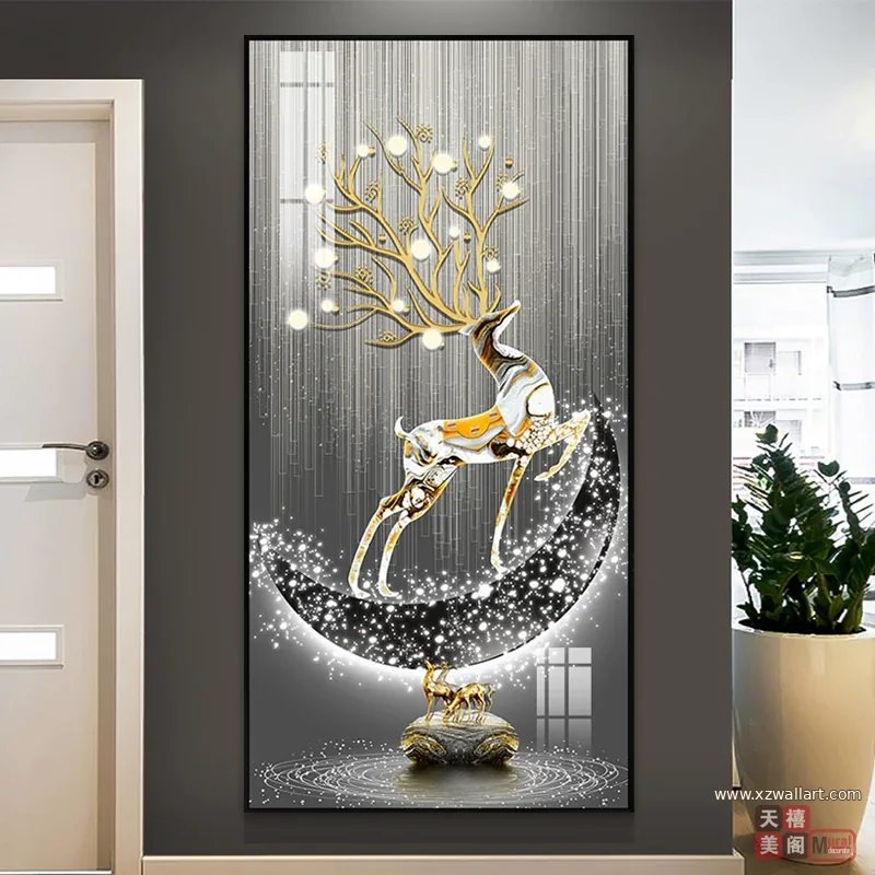 抽象 单幅 装饰画 轻奢风 玄关背景墙挂画 晶瓷画