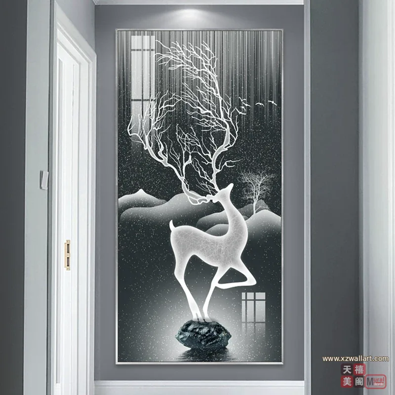 抽象 单幅 装饰画 轻奢风 玄关背景墙挂画 晶瓷画
