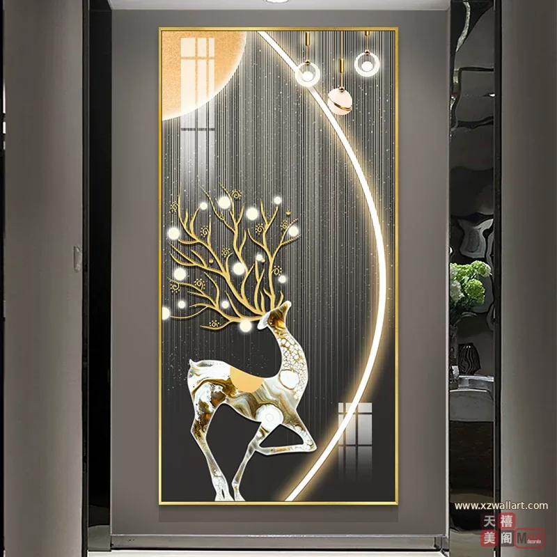 抽象 单幅 装饰画 轻奢风 玄关背景墙挂画 晶瓷画