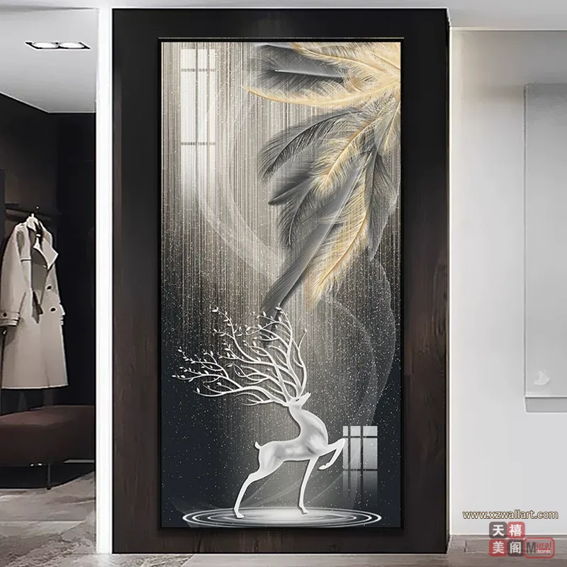 抽象 单幅 装饰画 北欧风 玄关背景墙挂画 晶瓷画