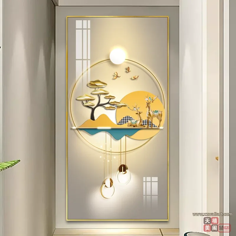抽象 单幅 装饰画 轻奢风 玄关背景墙挂画 晶瓷画
