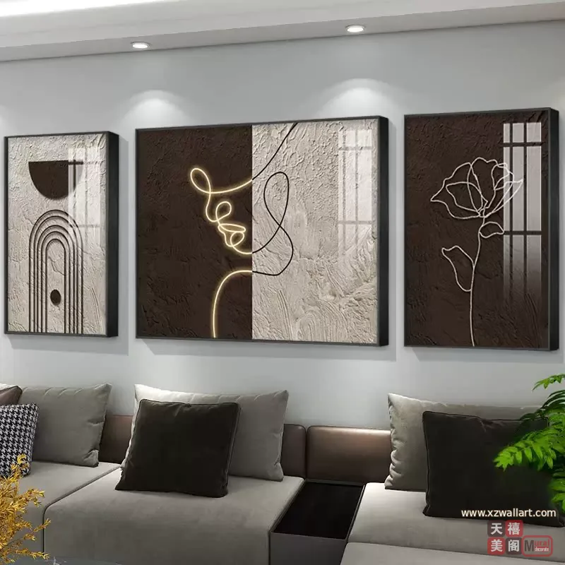 抽象 单幅 装饰画 奶油风 客厅背景墙挂画 晶瓷画