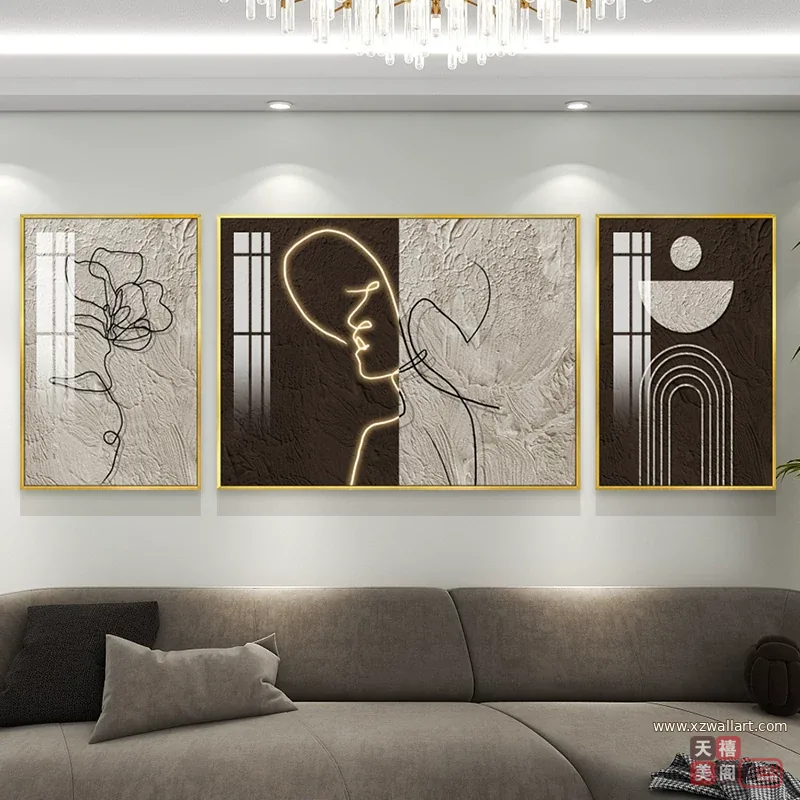 抽象 单幅 装饰画 奶油风 客厅背景墙挂画 晶瓷画
