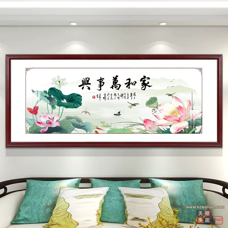花 单幅 装饰画 新中式 客厅背景墙挂画 晶瓷画