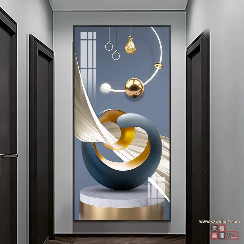抽象 单幅 装饰画 轻奢风 玄关背景墙挂画 晶瓷画