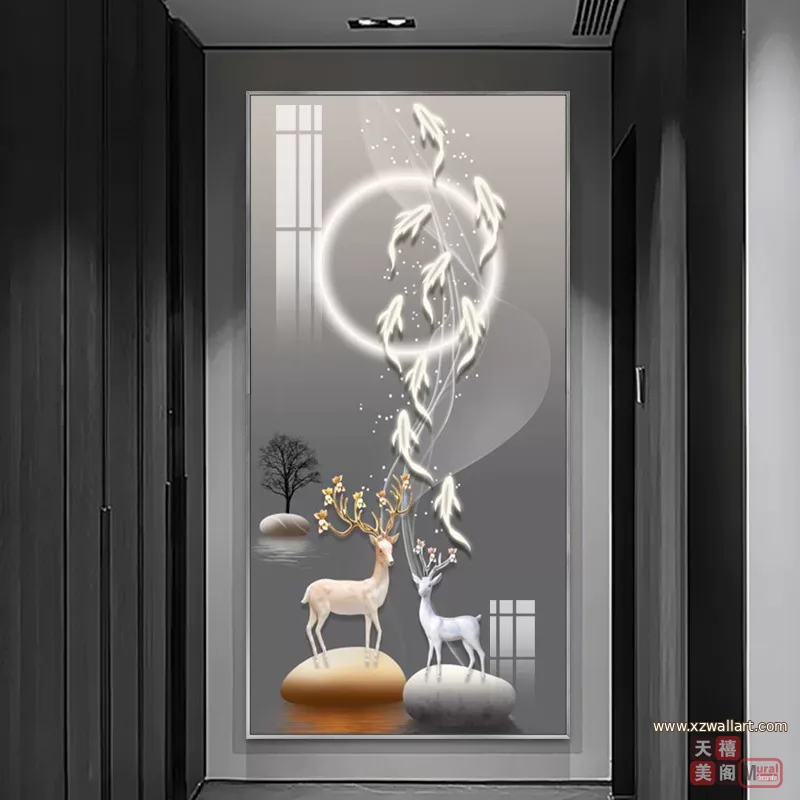 抽象 单幅 装饰画 轻奢风 玄关背景墙挂画 晶瓷画