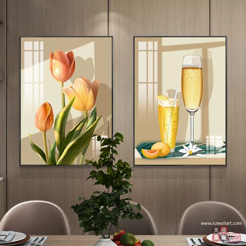 花 单幅 装饰画 轻奢风 餐厅背景墙挂画 晶瓷画