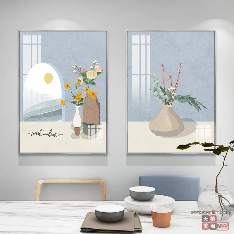 花 单幅 装饰画 轻奢风 餐厅背景墙挂画 晶瓷画