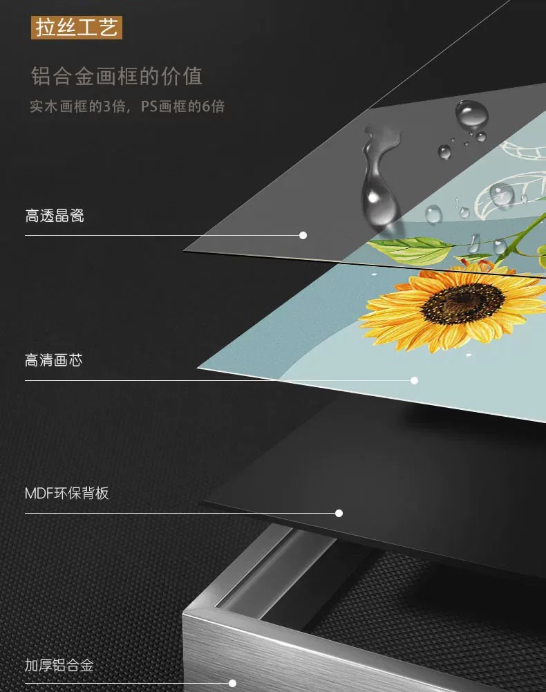 花 单幅 装饰画 轻奢风 餐厅背景墙挂画 晶瓷画