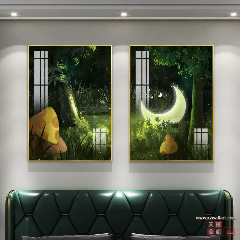 抽象 单幅 装饰画 轻奢风 卧室背景墙挂画 晶瓷画