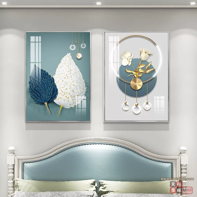 抽象 单幅 装饰画 轻奢风 卧室背景墙挂画 晶瓷画