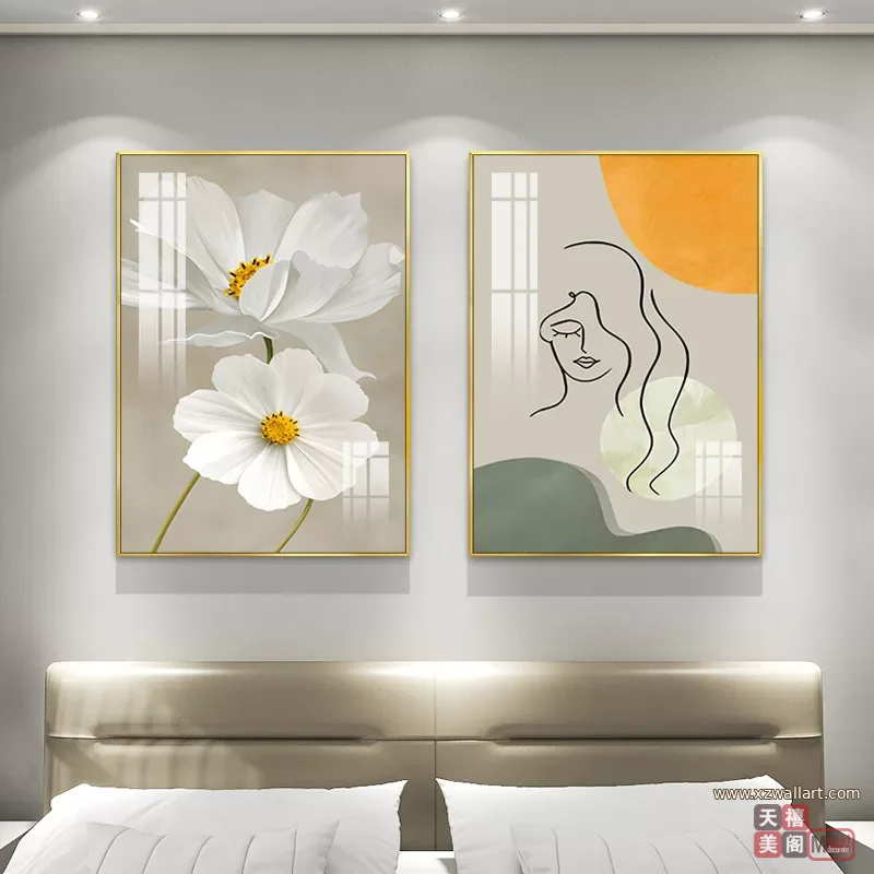 抽象 单幅 装饰画 轻奢风 卧室背景墙挂画 晶瓷画