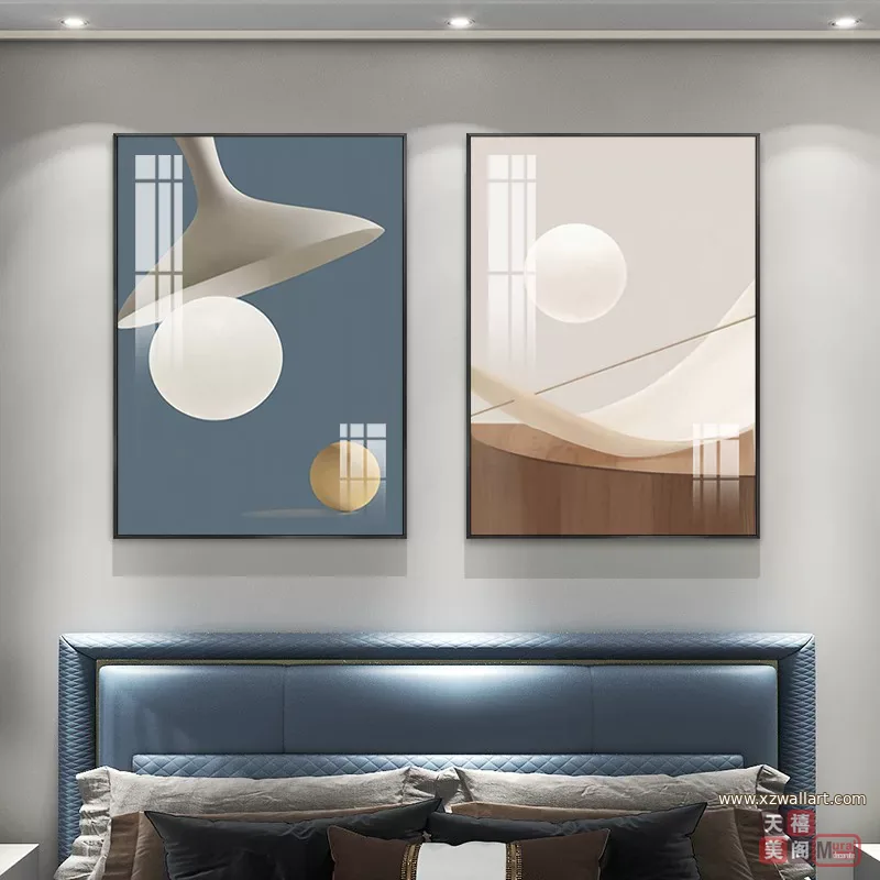 抽象 单幅 装饰画 轻奢风 卧室背景墙挂画 晶瓷画