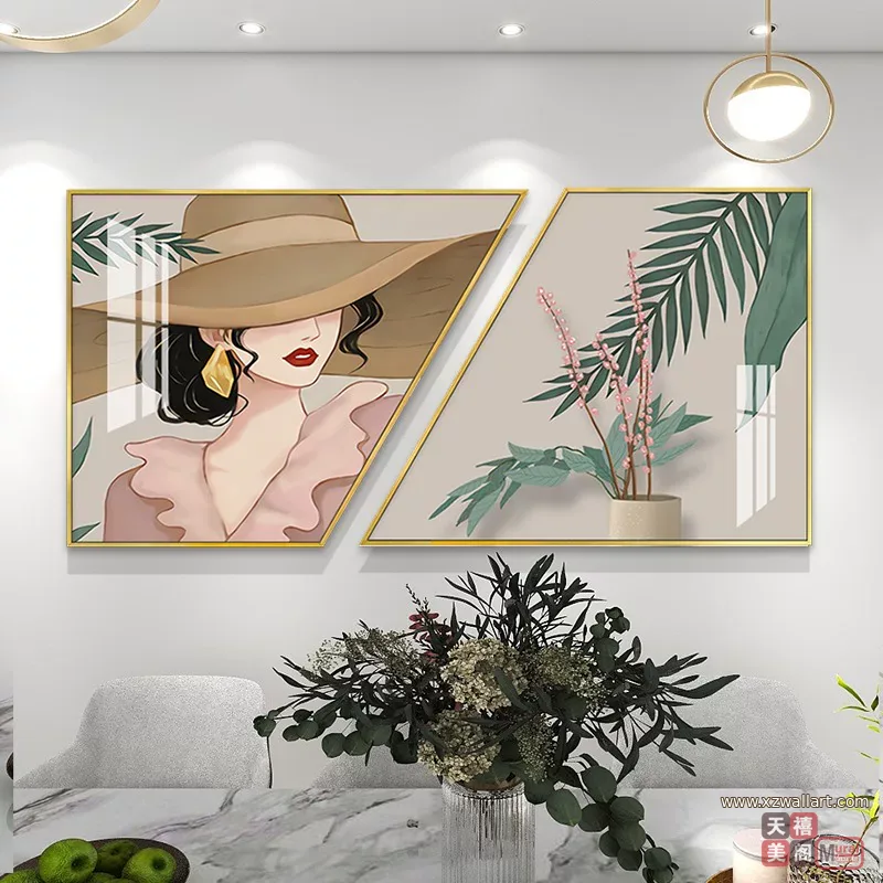 抽象 单幅 装饰画 轻奢风 餐厅背景墙挂画 晶瓷画